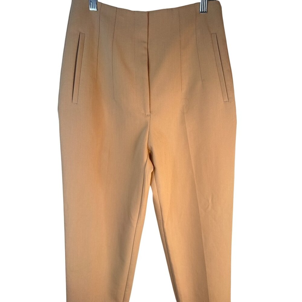 ZARA Camel Tan M High Waisted Tailored Trousers Side Pockets - Picture 8 of 14